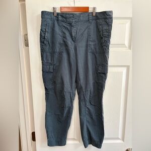 Loft Outlet cargo pants joggers navy cotton lyocell size 12